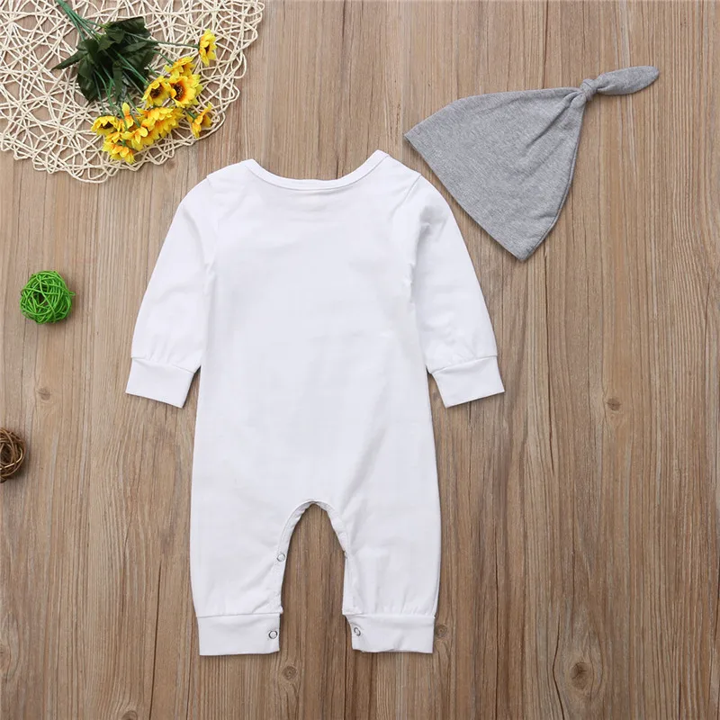 2Pcs Newborn Baby Boys Girls Zebra Print Romper Long Sleeve Autumn Jumpsuit Hats Boy Girl Cotton New Born Clothes | Детская одежда и