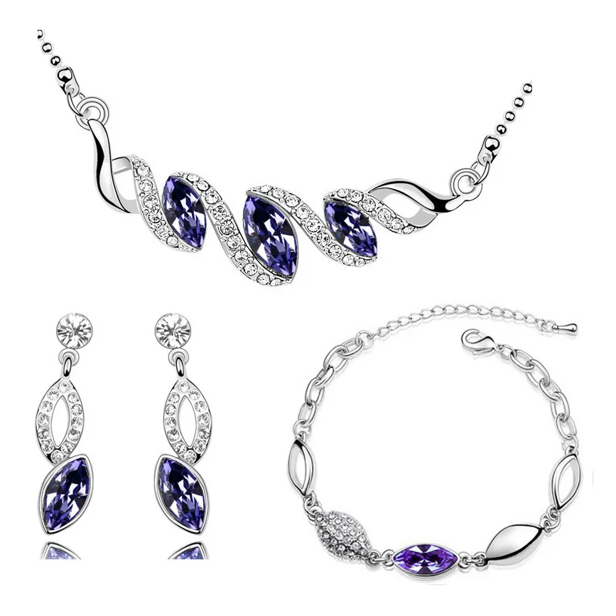 Комплект из колье серёг и браслета с кристаллами|brand jewelry sets|fashion setjewelry sets |