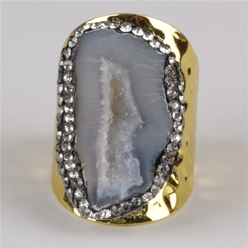 Большие натуральные серые белые стразы geode с кристаллом бусинами открытые