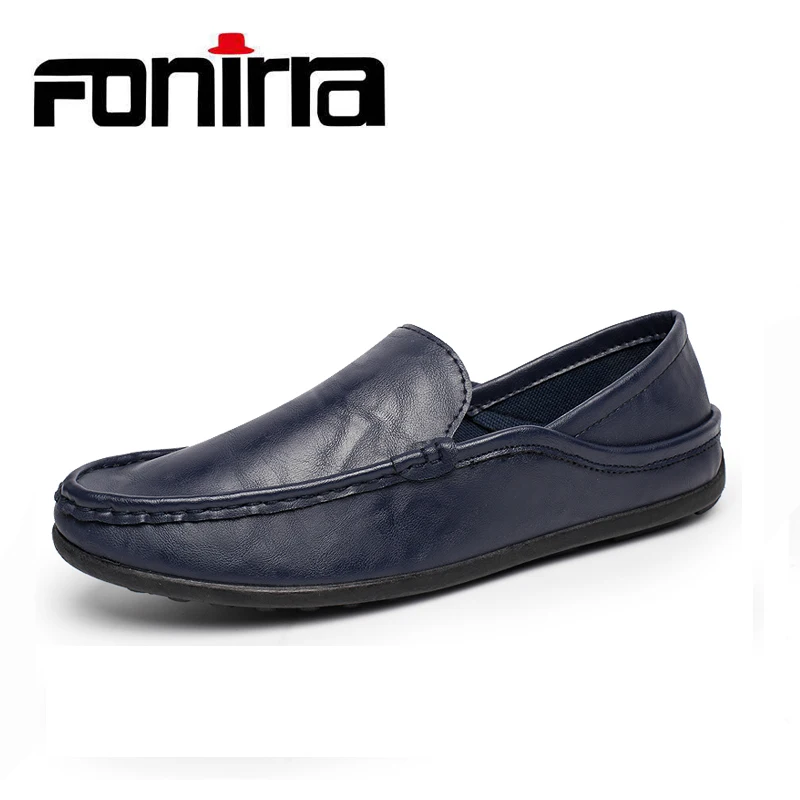 

FONIRRA Hot-Sale PU Men Loafers Casual Shoes Comfortable Moccasins Male Driving Shoes Navy Blue Slip-On Men Shoes 805