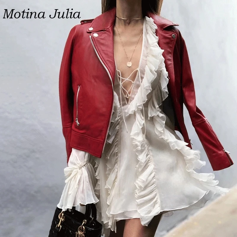 Motina Julia 2019 Летнее шелковое плиссированное платье с длинным рукавом на шнуровке