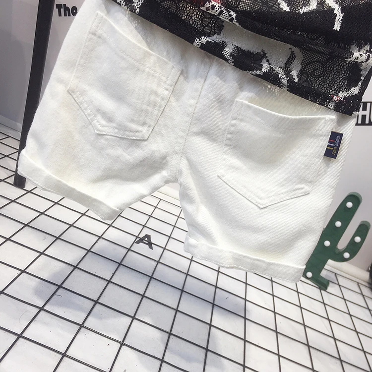 boys sets 2018 cotton flower mesh shirt+casual hole pants 2pcs boy clothes roupas infantis menino kids children clothing |