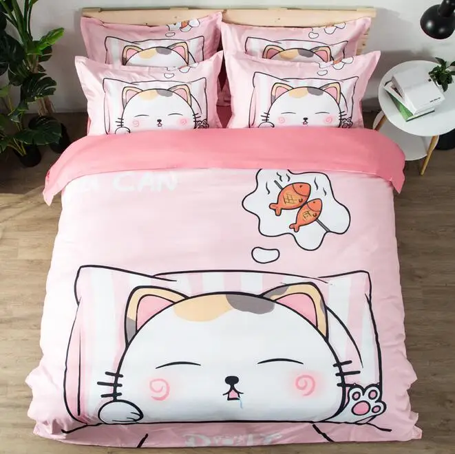 Японский Maneki Neko новогодний декор постельные принадлежности Твин Полный Королева Король один двойной размер пододеяльник наборы милый счастливый удача Кот