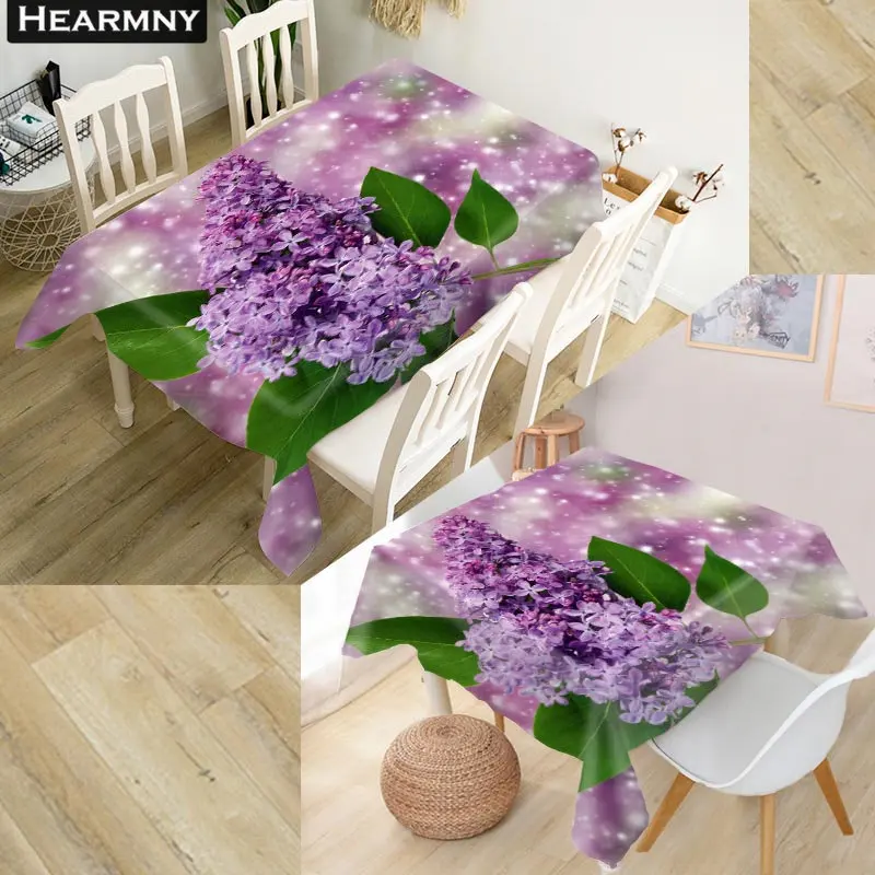 HEARMNY 3D скатерть сиреневая Ткань Оксфорд Пыленепроницаемая прямоугольная крышка