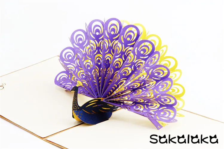Креативный 3D ручной работы высококачественный peafowl поздравительная открытка