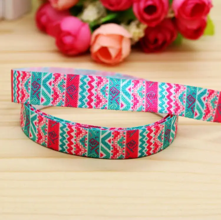 

5/8'' Free shipping Fold Elastic FOE tribal printed headband headwear hairband diy decoration wholesale OEM P5545