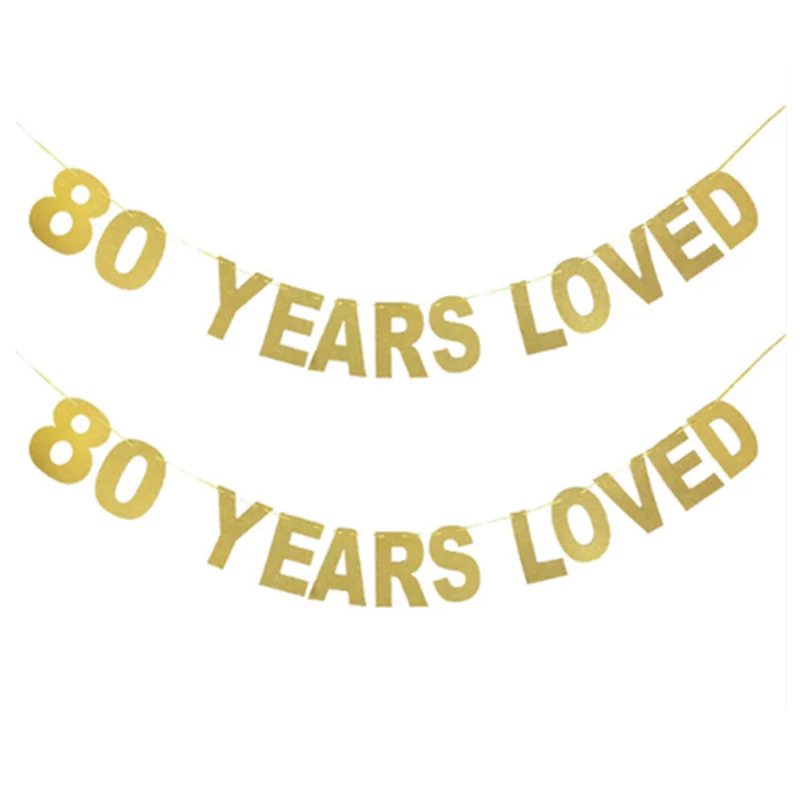80 Years Счастливый День рождения 30/40/50/60/70/80/90 лет любимым со сверкающими золотистыми баннер на день рождения Свадебная вечеринка деко Anniversaire расходные материалы - Цвет: 80 Years