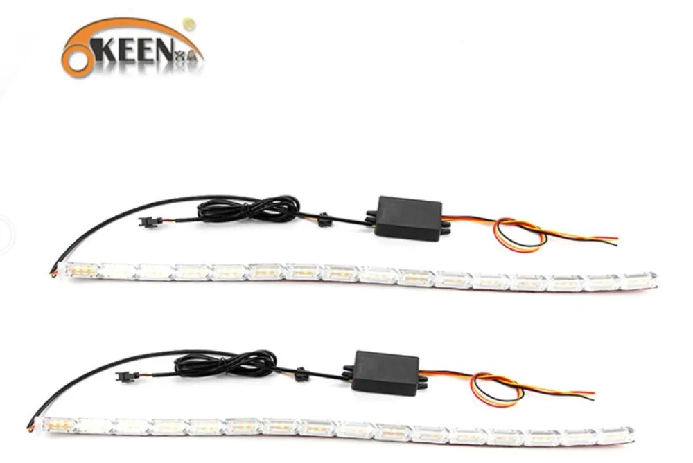 OKEEN 2 шт. Гибкая полоса фары светодиодный DRL дневные ходовые огни последовательный сигнал поворота течёт стиль Янтарный Белый Красный цвет