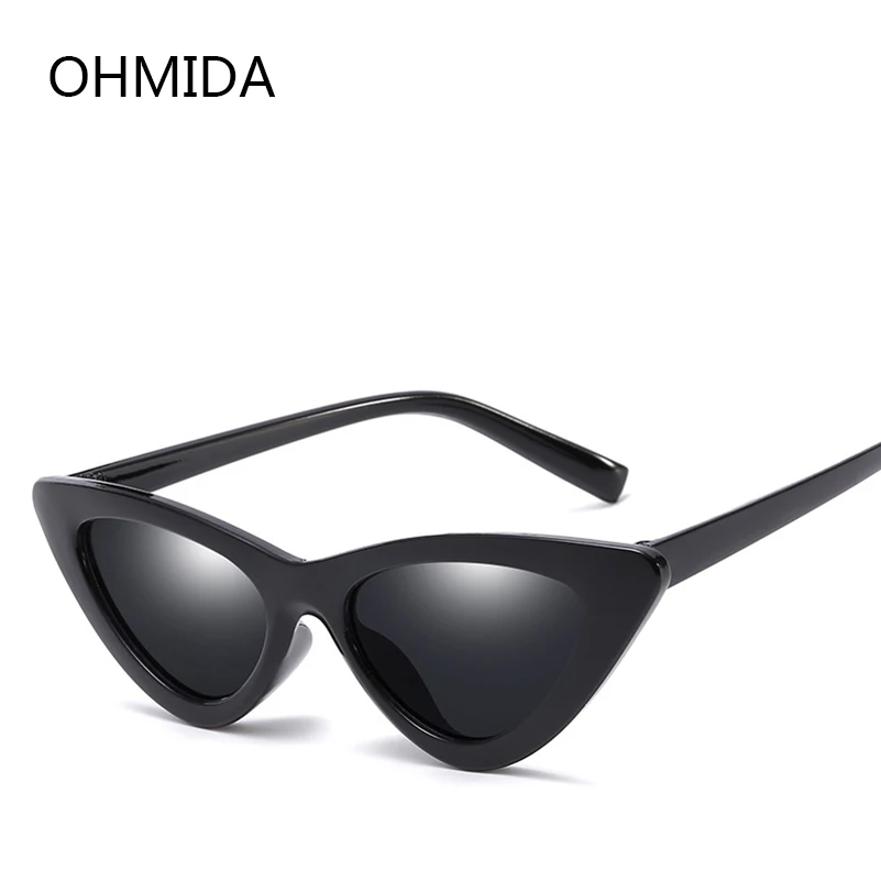 Женские винтажные солнцезащитные очки OHMIDA маленькие черно белые треугольные в