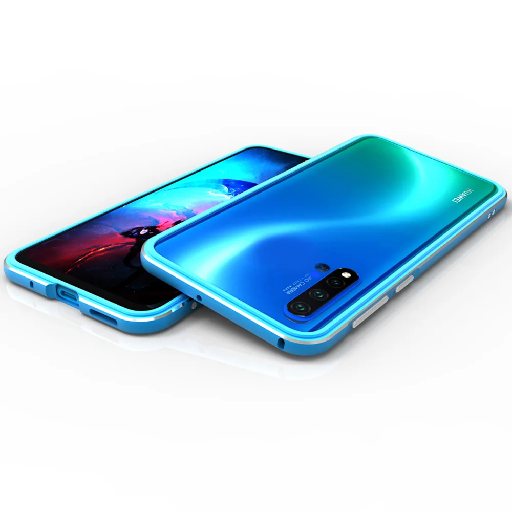 Небесно-голубой Чехол для huawei Nova 5 pro, алюминиевый чехол-бампер для huawei Nova 5, чехол, роскошная металлическая рамка для Nova 5i P20 Lite, чехол - Цвет: Небесно-голубой