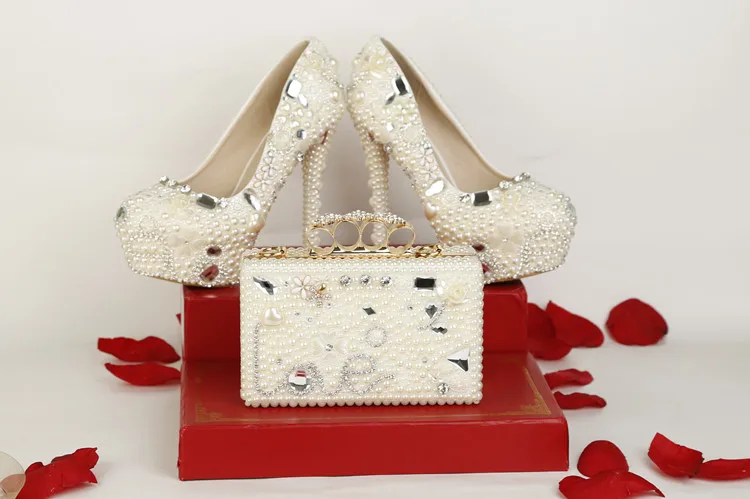14cm shoe with bag BaoYaFang/Новинка; женская модная обувь; Свадебная обувь для невесты с сумочкой в комплекте; обувь на платформе и высоком каблуке; комплект из туфель и сумочки - Цвет: 14cm shoe with bag