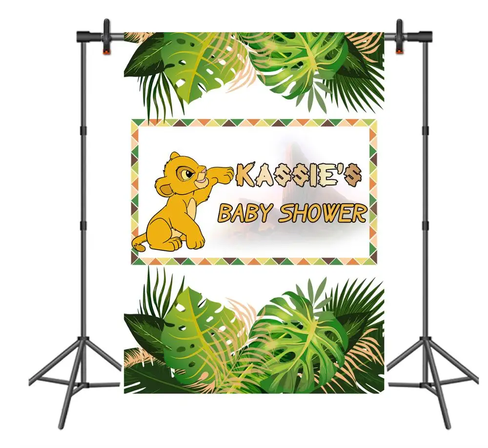 Sensfun зеленые листья мультфильм лев королевские декорации мальчиков Baby Shower 1st День