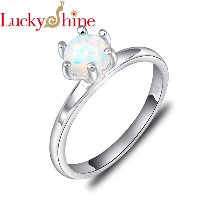 

Promotion Jewelry Luckyshine Fire Round opal Silver Plated Wedding Rings Russia USA Holiday Gift Australia Rings