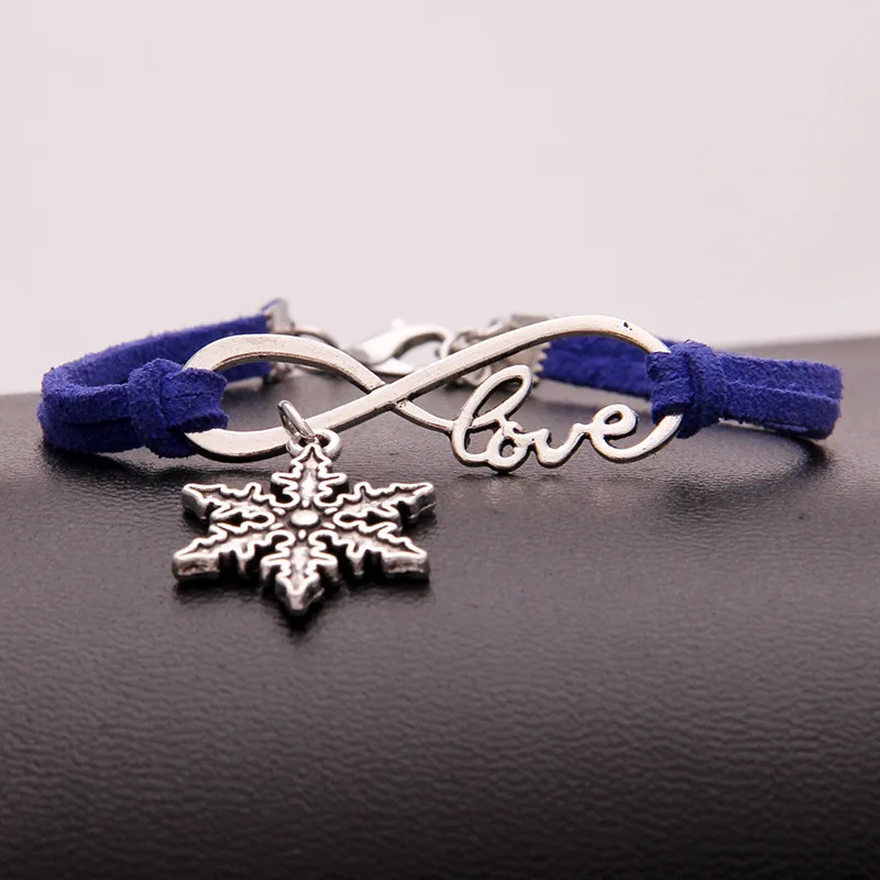 Популярные Модные женские ювелирные изделия древнее серебро снежинка Infinity Love charm