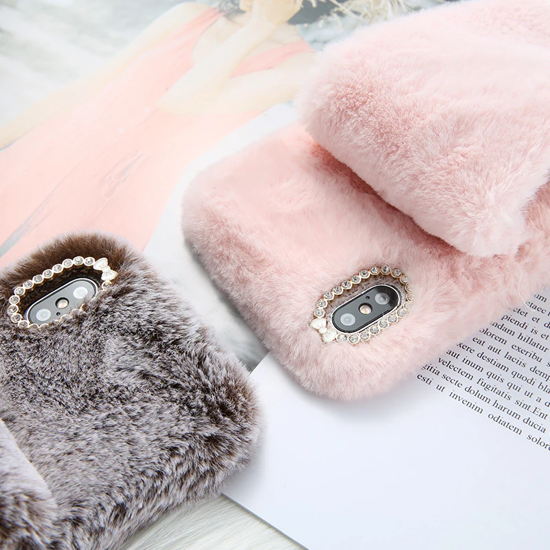 Simple Warm Fur Case For iPhone X XR XS MAX 8 Plus Soft Silicone TPU Phone Cover Wristband Strap Cases 6 6s 7 |