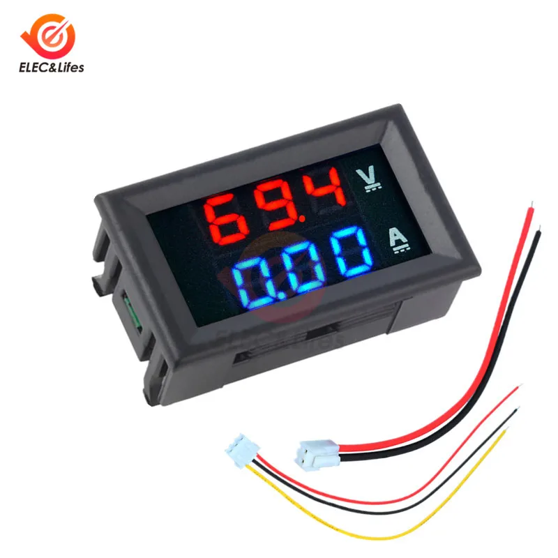 Mini Detector Digital de voltímetro CC, amperímetro, ajustable, DC 200V 100V 10A, medidor de corriente de voltaje, Panel de alimentación, pantalla LED Doble