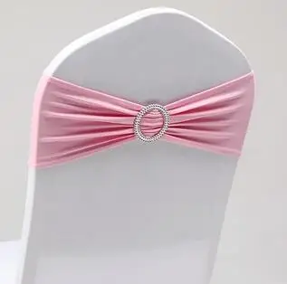 PINK Экспресс бесплатно 100 шт. лайкра спандекс стул ремешок с пряжкой для свадьбы чехлы для стульев-популярные чехлы для стульев CR-901 - Цвет: PINK