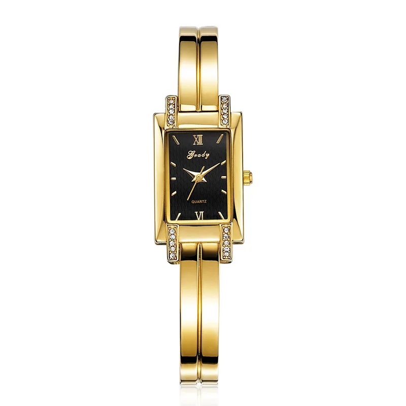 Gold Black Dial Бренд Grady, модные, 18k позолоченные женские часы, 3 АТМ, водонепроницаемые женские кварцевые часы, женские наручные часы, relogio masculino - Цвет: Gold Black Dial