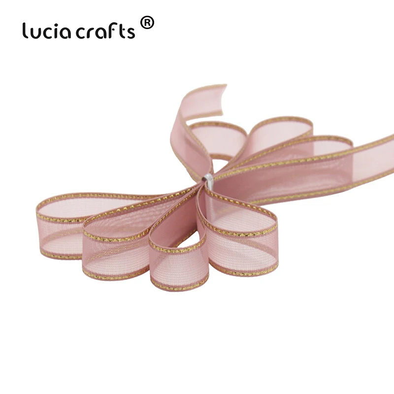 C8 Bean sand 5yards Lucia crafts 5 ярдов/10 ярдов 15 мм ленты из органзы для свадебного домашнего декора DIY Швейные упаковочные материалы аксессуары P0101 - Цвет: C8 Bean sand 5yards