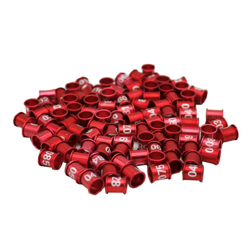 

8mm Diameter Bird Pigeon Digital Aluminum Foot Ring Custom 5 Colors NO.001-100 Aluminum Digital Rings 100 Pcs