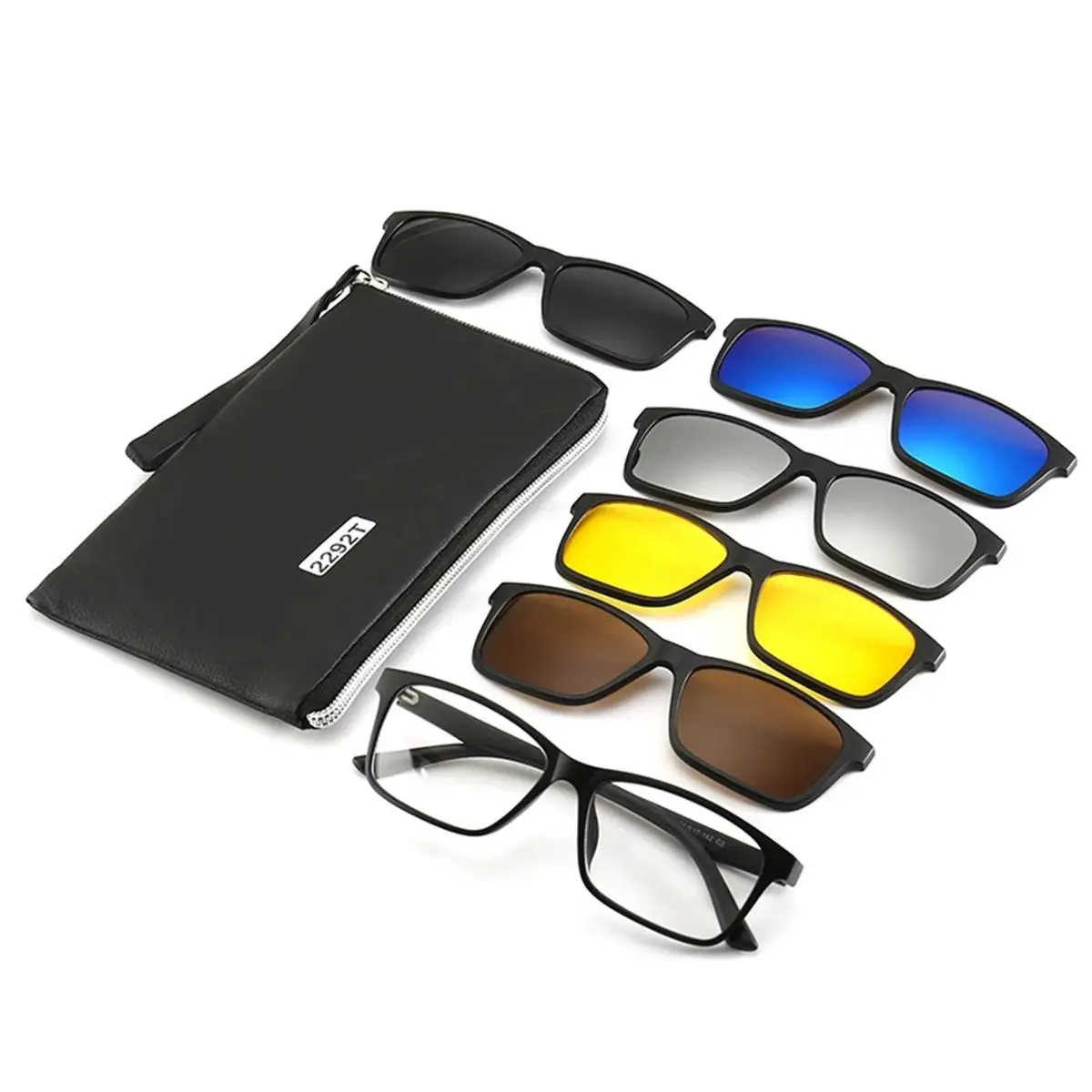 Newest 6 IN 1 Night Vision Glasses Polarized Sunglasses TR90 Retro Frame Eyewear Night Vision Driving Optical Glasses With Bag