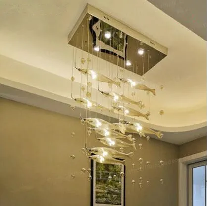 Простой современный бар гостиной освещение Ресторан LED летающая рыба отеля