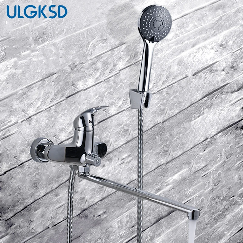 ULGKSD смеситель для душа в ванную, светодиодный, золотой, латунный, водопад, дождевая насадка для душа, настенное крепление, смеситель для горячей и холодной воды
