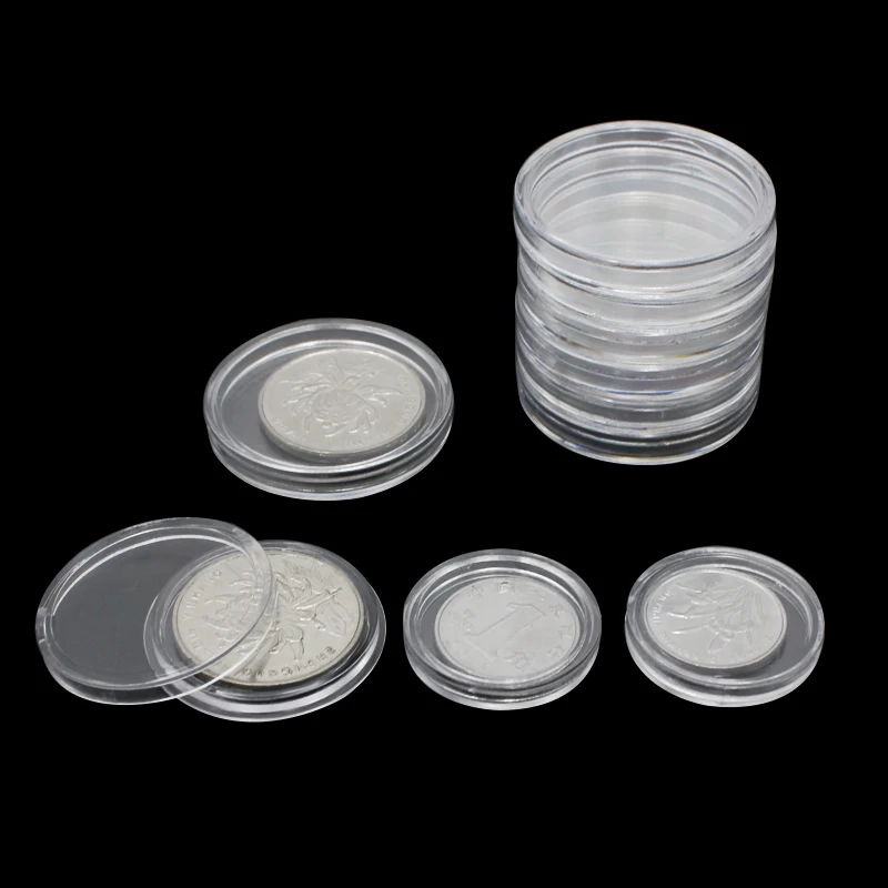 10 шт./лот, прозрачный пластиковый держатель для монет, коробка для сбора монет, чехол для хранения, капсулы, защитные коробки, контейнер 18-40 м...