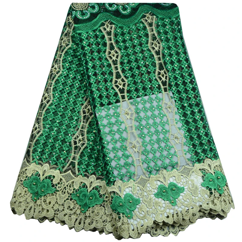 Высококачественная африканская кружевная ткань с камнями и бисером для свадьбы