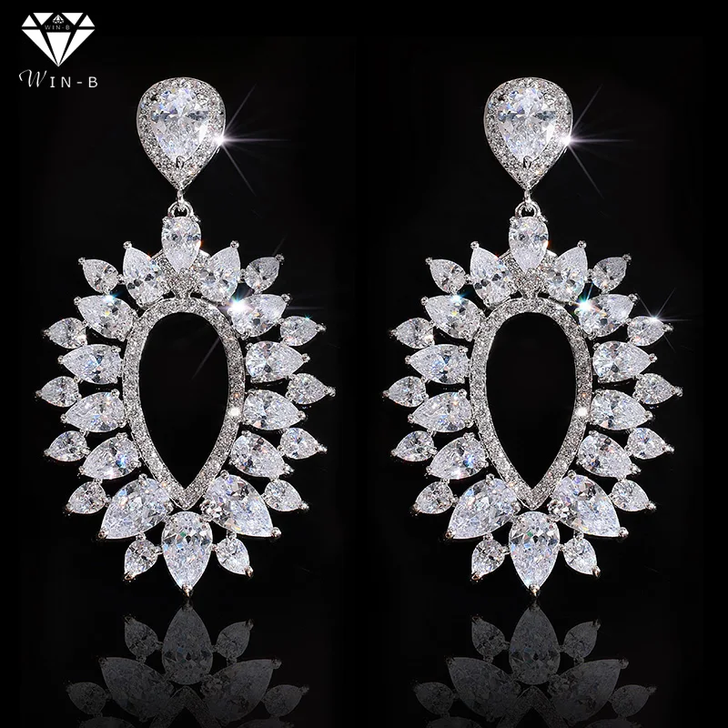 WIN-B Popular Alloy Crystal Earrings Leaves Oval Shape Women Zircon Ear Stud Rhinestone Classical Lady Dangle Cuff Jewelry | Украшения и