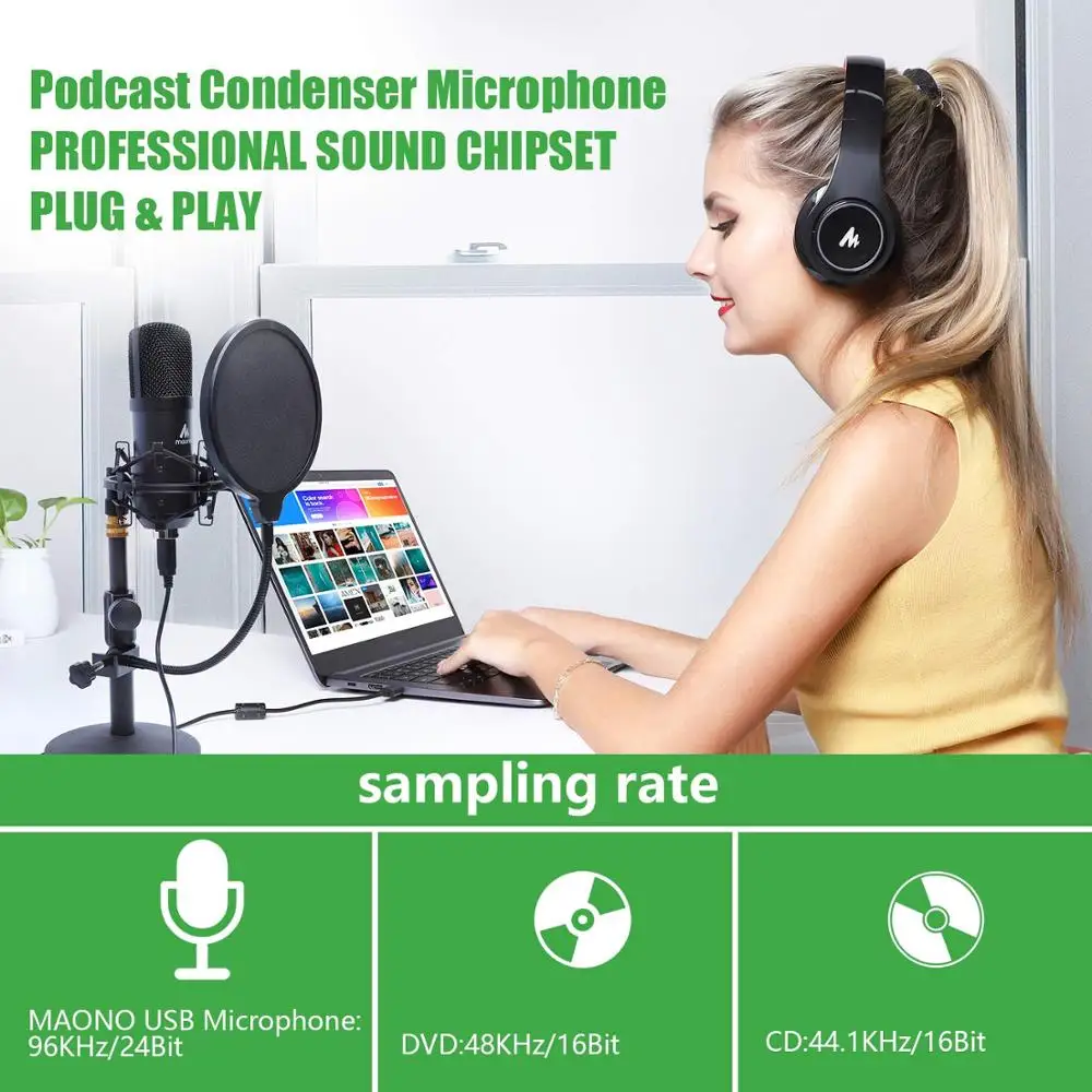 USB комплекты микрофона PC конденсатор Podcast потоковый микрофон 192 кГц/24 бит караоке