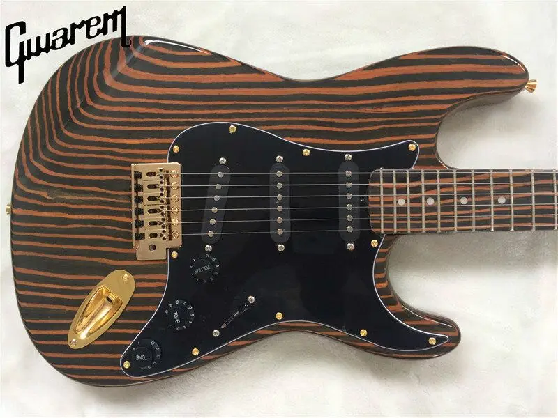 Электрогитара/гитара Gwarem/корпус и шея zebravwood/с золотой аппаратной гитарой в Китае
