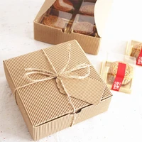 free shipping corrugated kraft paper square cake box cookie dessert sweets packing boxes biscuit package gift decoration favors
