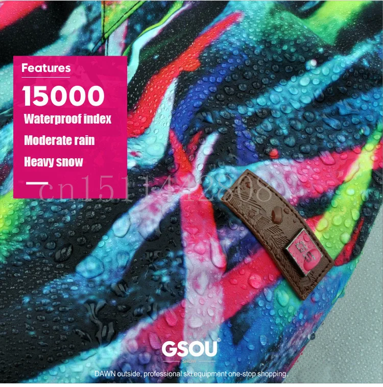 GSOU SNOW, лыжный костюм, женские костюмы, водонепроницаемые уличные куртки, утолщенный, двойная пластина, один мех, лыжный костюм, куртка+ штаны, лыжный костюм
