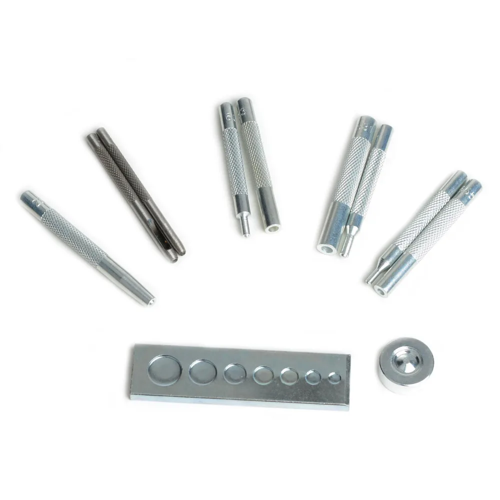 

11PCS/set Metal Leather Craft Tool Die Hole Punch Snap Fastener Installation Kit Rivet Setter Base Set For DIY Leathercraft