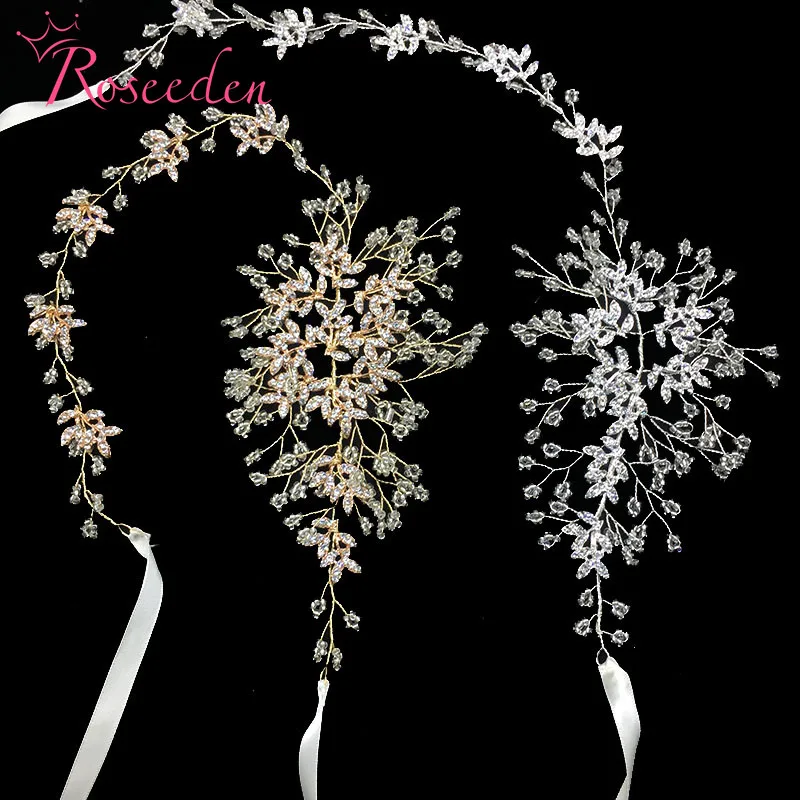 

100% Handmade Leaf Bridal Headband Hair Accessories Rhinestone Crystal Wedding Headpiece bride hair ornaments RE746-2