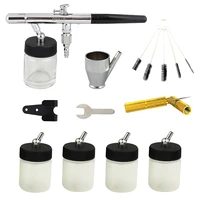 ophir 0 35mm dual action airbrush set air brush paint gun w 4 bottles cleaning kit for model hobby crafts body art_ac072020 4x