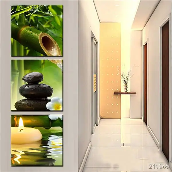 3 Панели бамбуковые свеча Canvas Искусство Современная живопись маслом настенные