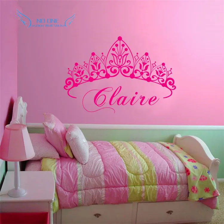 

Custom Name Princess Sleeps Here Nursery Vinyl Wall Art Sticker Crown Wall Decal For Children Girls Room Bedroom Door Decor