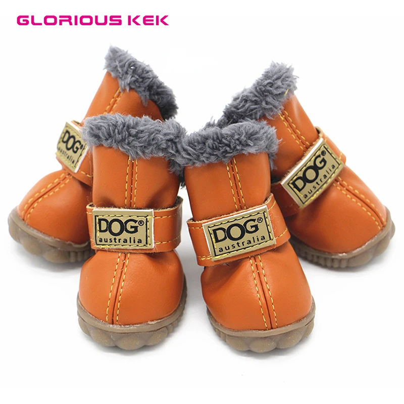 Обувь для собак зимняя водонепроницаемая обувь для маленьких собак теплые зимние сапоги для собак на флисовой подкладке мягкая резиновая подошва противоскользящая обувь из искусственной кожи/замши для чихуахуа