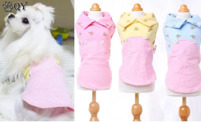 Хлопковое платье в горошек с воротником для питомца щенка кошки собаки одежда