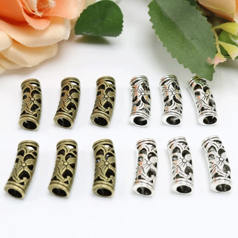 

Mibrow 20pcs/lot Vintage Metal Curved Tube Beads Antique Bronze Tube Spacer Beads Charms Tube Beads For DIY Jewelry Making