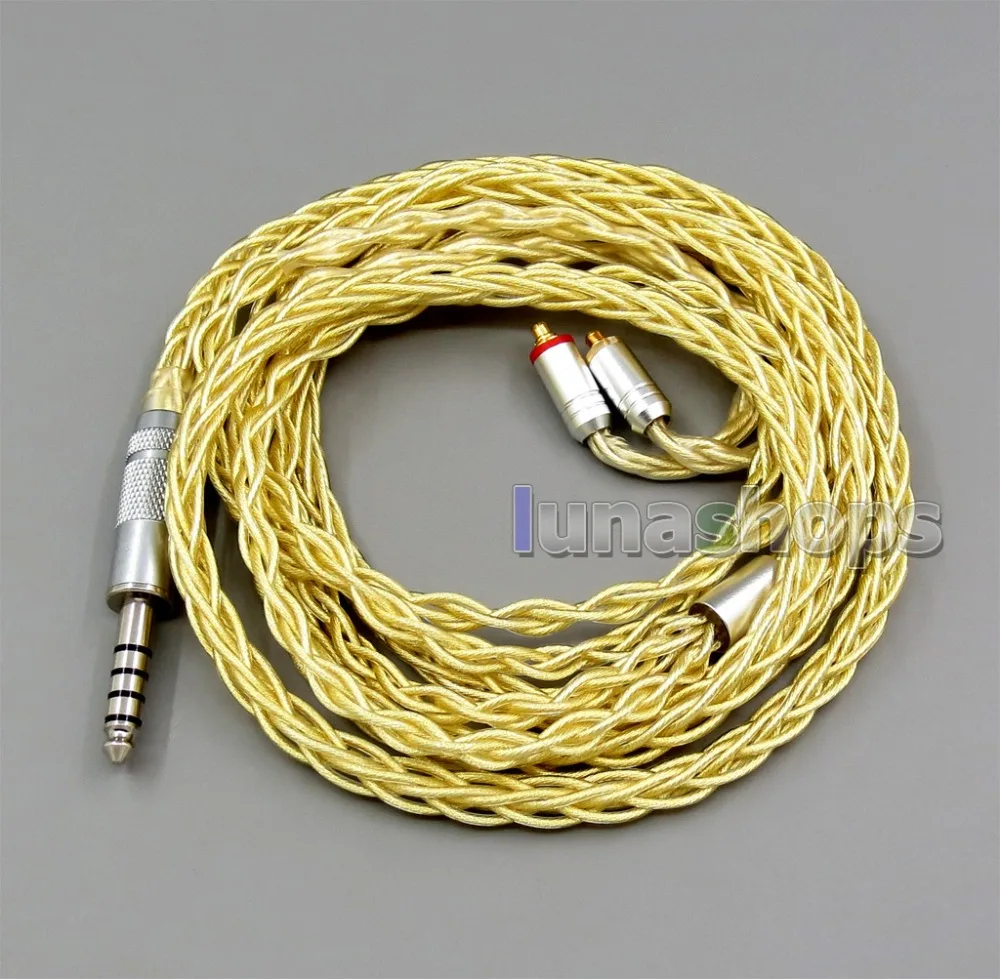 LN005965 8 ядер очень мягкий 7N чистый OCC серебро+ позолоченный кабель для наушников для Shure se535 se846 se425 se215 MMCX