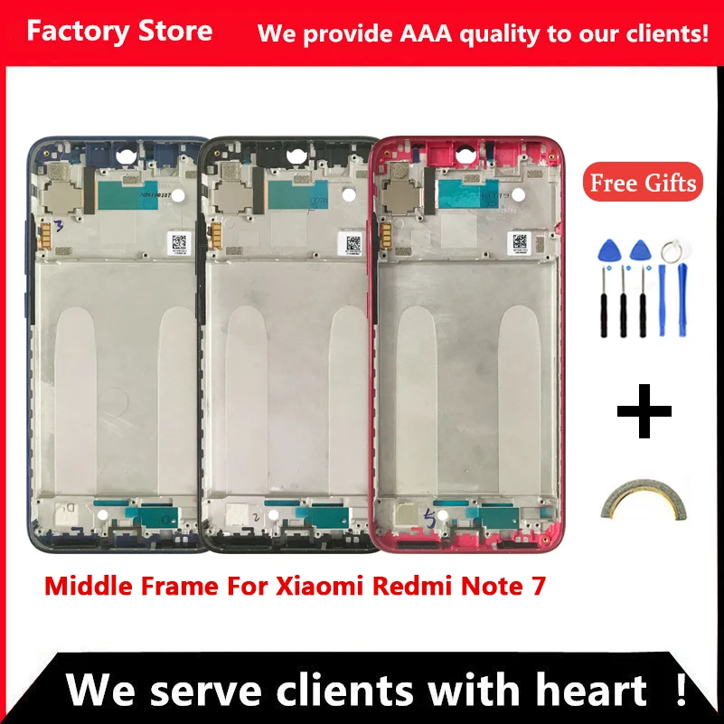 Качественная средняя рамка AAA для Redmi Note 7 корпус средней рамы Pro металлическая
