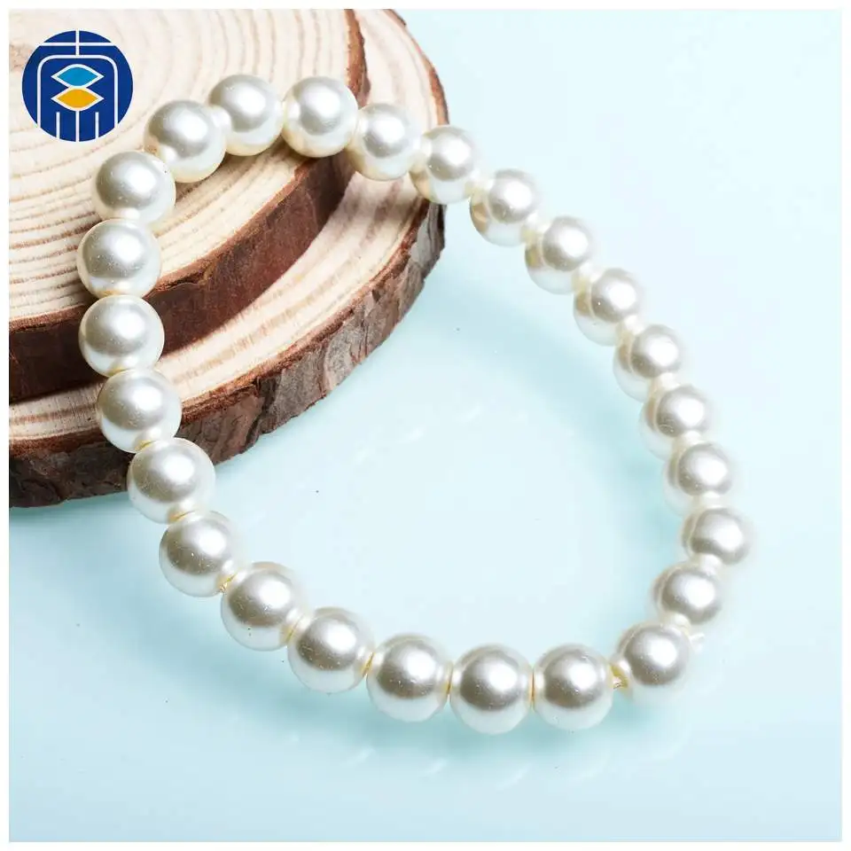 2.Beige JuleeCrystal 8 мм имитация браслет из искусственного жемчуга Мода Красочные оптом эластичный стрейч браслет из стеклянных бусин для женщин - Окраска металла: 2.Beige