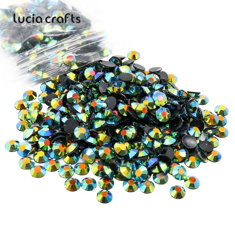 Jelly Green Edge AB Lucia crafts 500 шт 5 мм Разноцветные AB плоские с оборота полимерные Стразы DIY мобильный телефон дизайн ногтей G0308 - Цвет: Jelly Green Edge AB