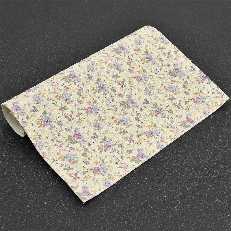 A4 21x29 см блестящая ткань из искусственной кожи для шитья с цветочным принтом