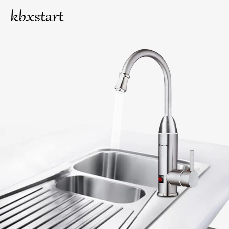 Kbxstart нержавеющая сталь кухня Отопление коснитесь мгновенный Электрический водонагреватель 360 градусов вращения Led кран 3000 Вт с ЕС Plug - Цвет: KY-5E-3X-1