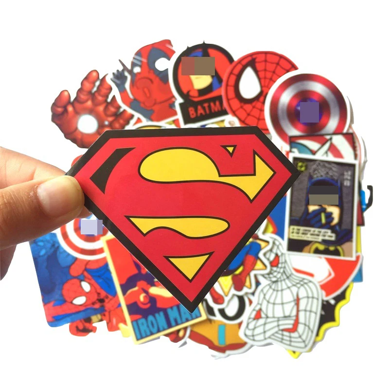 Super hero Sticker 50pcs Spiderman Captain America cool anime waterproof suitcase box laptop guitar luggage bicycle toy stickers | Игрушки и