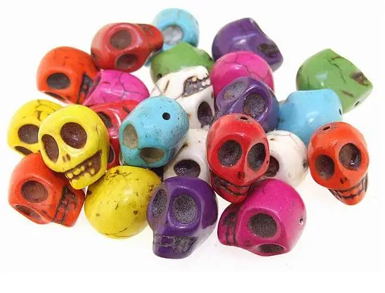 

Unique Pearls jewellery Store Carved Skull Multicolor Turquoise 18mm Gemstone Loose Beads One Full Strand 15 inches LC3-361